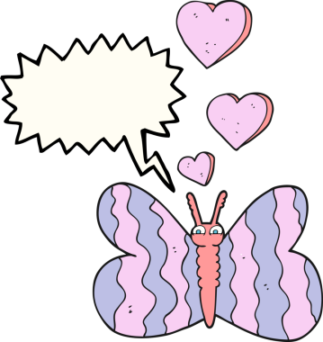 Bir insan tarafından çizilmiş serbest konuşma balonu kelebeği.