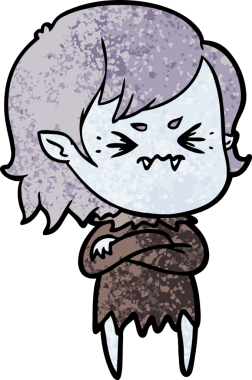 Bir insan tarafından çizilmiş kızgın vampir kız.