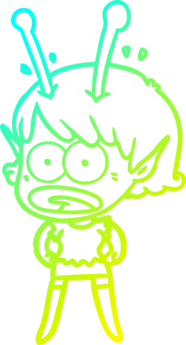 Bir çizgi film karakteri, bir insan tarafından çizilmiş soğuk gradyan çizimi.