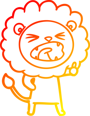 Bir insan tarafından çizilmiş karikatür aslanının sıcak çizgi çizimi