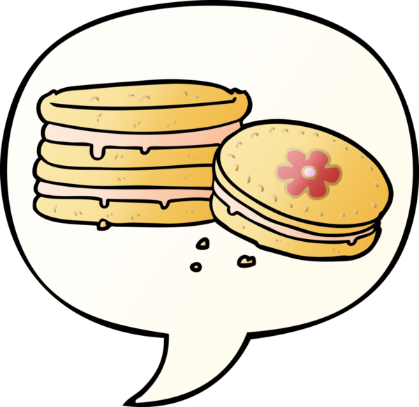 bir insan tarafından çizilmiş düzgün eğimli konuşma baloncuklu çizgi film bisküvisi