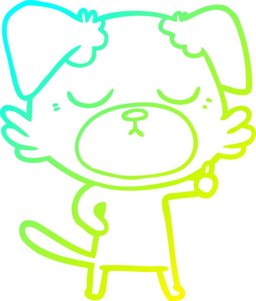 Bir insan tarafından çizilmiş şirin bir çizgi köpeğin soğuk gradyan çizgisi.