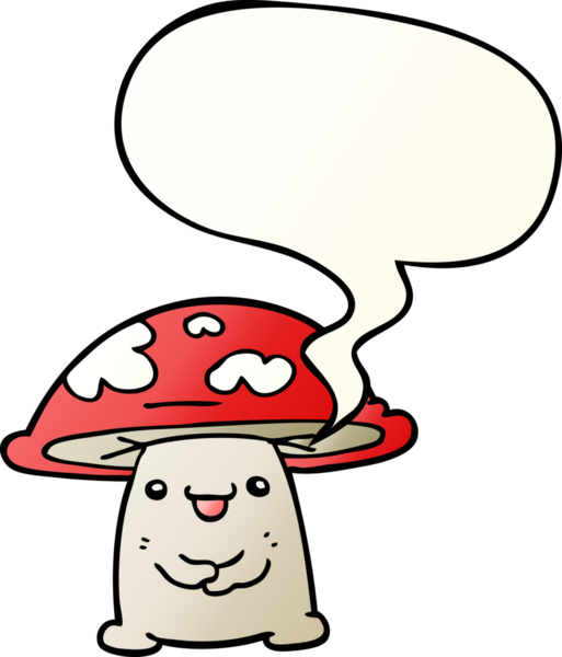 bir insan tarafından çizilmiş düzgün eğimli konuşma baloncuklu mantar karakteri.