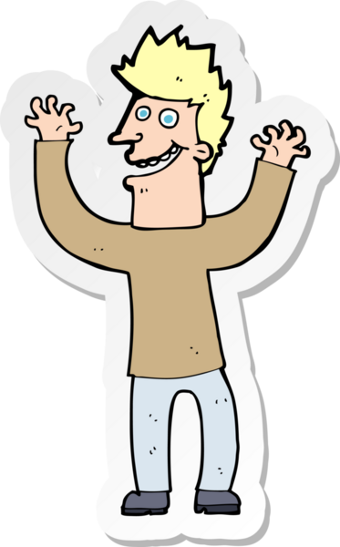 Bir insan tarafından çizilmiş heyecanlı bir adamın çıkartması.