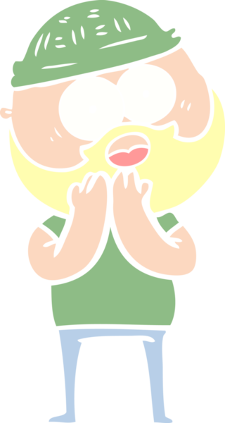 Düz renkli çizgi film. Bir insan tarafından çizilmiş sakallı adamı şaşırttı.