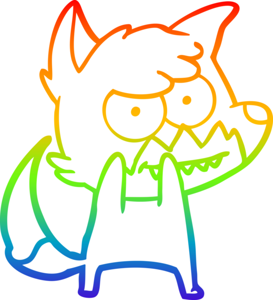 Bir insan tarafından çizilmiş sırıtan tilki çizgi çizimi.