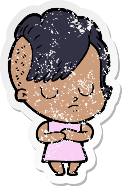 Bir insan tarafından çizilmiş karikatür bir kadının sıkıntılı çıkartması.