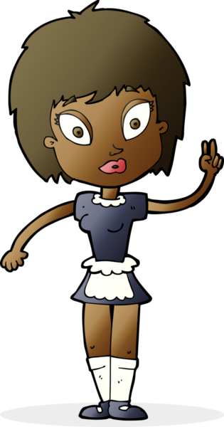 Bir insan tarafından çizilmiş çizgi film hizmetçisi.