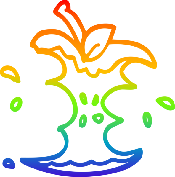 Bir insan tarafından çizilmiş sulu, ısırılmış bir elmanın çizimi.