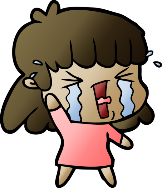 Bir insan tarafından çizilmiş gözyaşları içindeki çizgi film kadını.