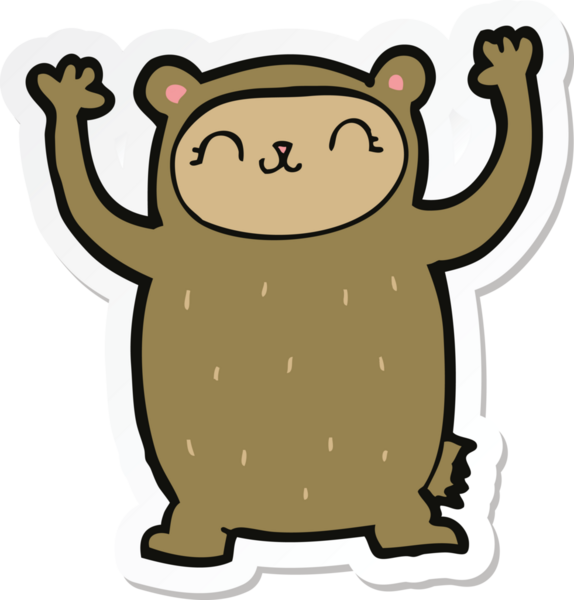 Bir insan tarafından çizilmiş şirin bir ayının çıkartması.