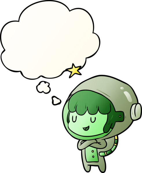 Düşünce baloncuğu bir insan tarafından çizilmiş düz eğimli uzay kızı