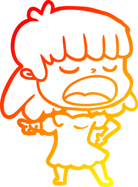 Bir insan tarafından yüksek sesle çizilmiş bir çizgi film kadını çizimi.