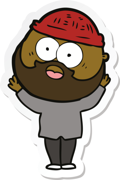 Bir insan tarafından çizilmiş sakallı bir adamın çıkartması.