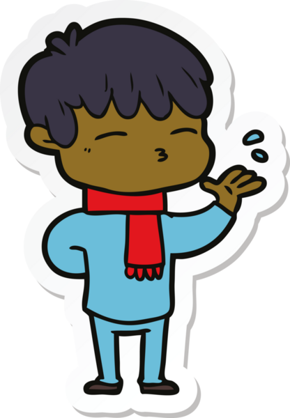 Bir insan tarafından çizilmiş meraklı bir çocuğun çıkartması.