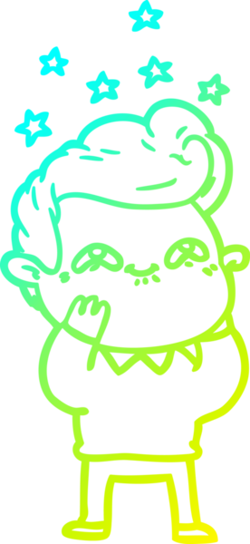 Bir insan tarafından çizilmiş, heyecanlı bir çizgi film çizimi.