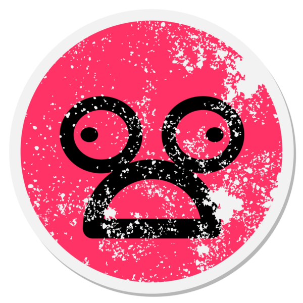 Bir insan tarafından çizilmiş korkmuş dairesel bir etiket.