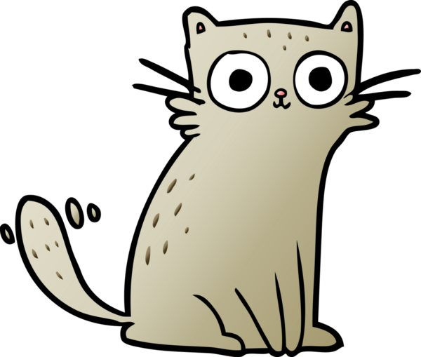 Bir insan tarafından çizilmiş çizgi film kedisi.