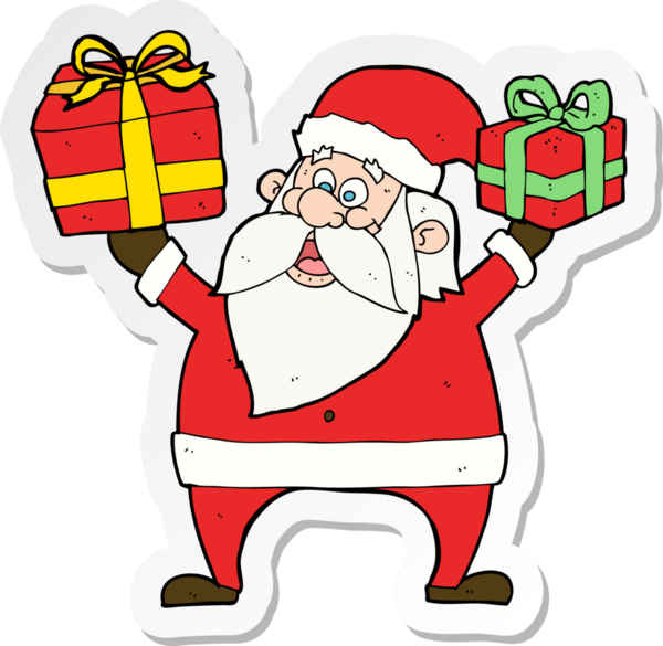 Bir insan tarafından çizilmiş Noel Baba çizgi filminin çıkartması.