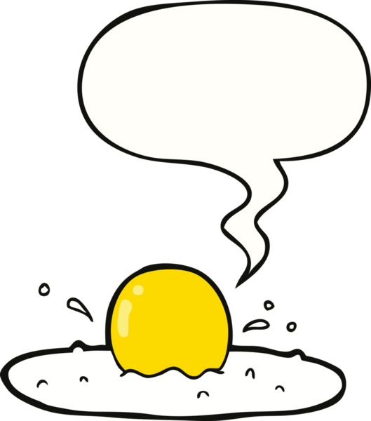 Bir insan tarafından çizilmiş konuşma baloncuklu yumurta.