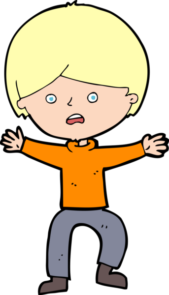 Bir insan tarafından çizilen panikleyen çizgi film çocuğu.