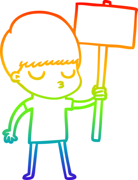 Gökkuşağı gradyan çizgi çizimi bir insan tarafından çizilmiş sakin bir çocuk