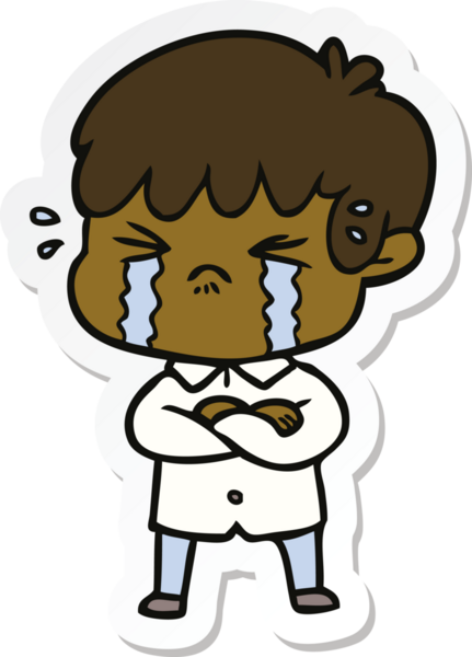 Bir insan tarafından çizilmiş ağlayan çocuk çizgi filmi çıkartması.