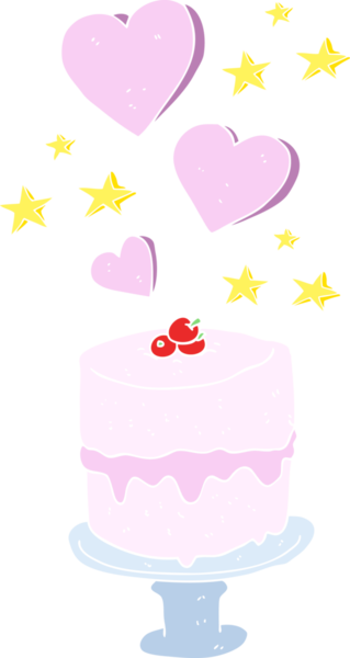 Bir insan tarafından çizilen kekin düz renk çizimi