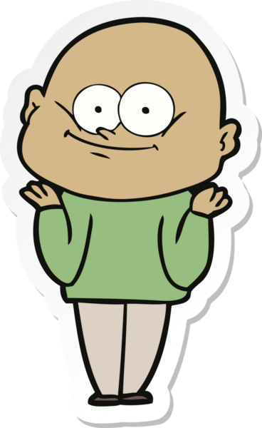 Bir insan tarafından çizilmiş kel bir adamın çıkartması.