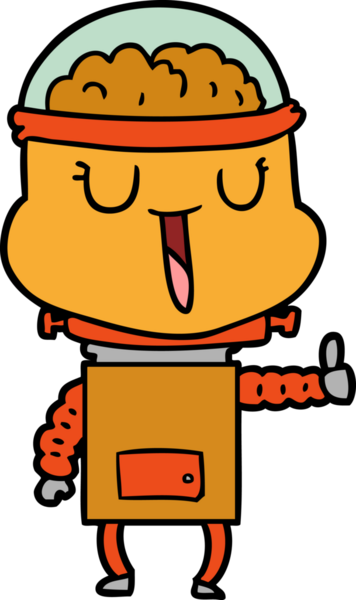 Bir insan tarafından çizilmiş mutlu çizgi film robotu