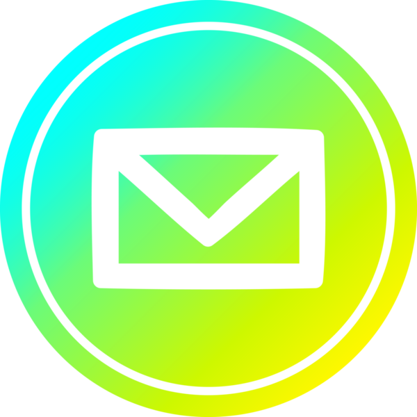 Zarf harfi dairesel simgesi, bir insan tarafından çizilen havalı gradyan bitiş