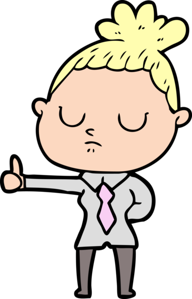 Bir insan tarafından çizilmiş sakin bir kadın çizgi filmi.