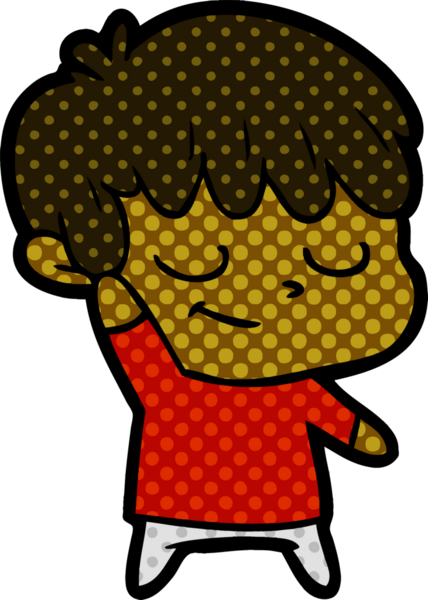 Bir insan tarafından çizilmiş mutlu çizgi film çocuğu.