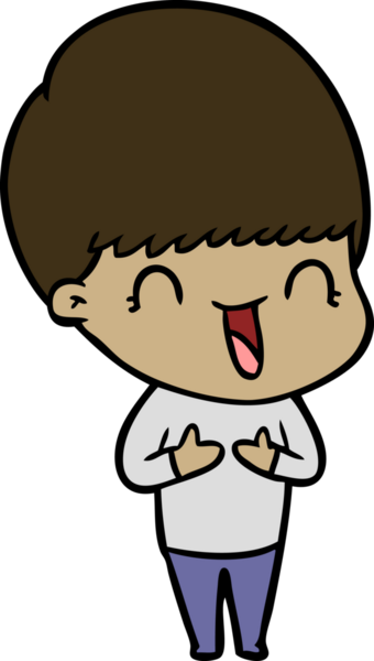 Bir insan tarafından çizilmiş mutlu çizgi film çocuğu.