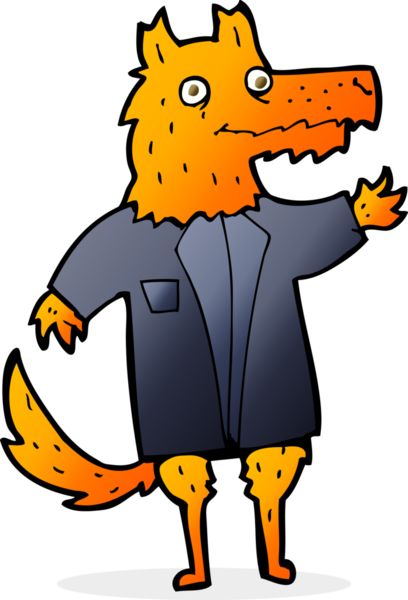 bir insan tarafından çizilmiş tilki iş adamı çizgi filmi