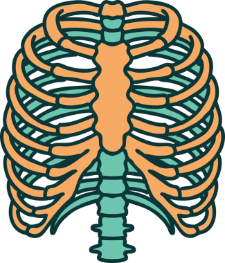 Bir insan tarafından çizilmiş göğüs kafesinin ikonik dövme şekli