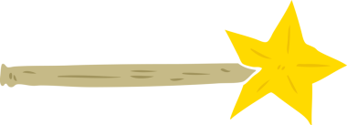 Bir insan tarafından çizilmiş düz renkli çizgi film sihirli değneği