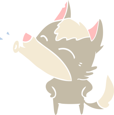 Uluyan Kurt düz renkli çizgi film bir insan tarafından çizildi.