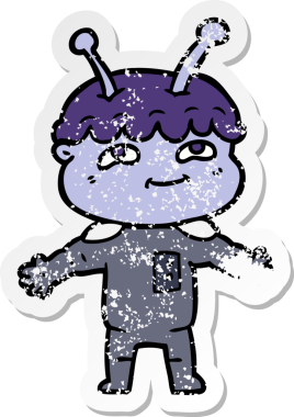 Bir insan tarafından çekilen kolları açık bir çizgi film karakterinin sıkıntılı çıkartması.