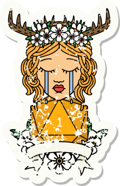 Retro Dövme Tarzı Ağlayan İnsan Druid Bir insan tarafından çizilmiş doğal bir ruloyla