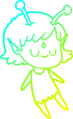 Bir insan tarafından çizilmiş bir uzaylı kız çizgi filmi.