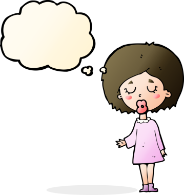 Çizgi filmdeki kadın bir insan tarafından çizilmiş düşünce balonuyla anlatmak istediği şeyi anlatıyor.