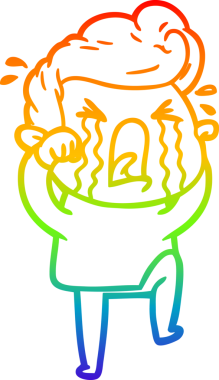 Bir insan tarafından çizilmiş ağlayan bir adamın çizdiği gökkuşağı gradyan çizgisi.