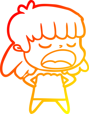 Bir insan tarafından yüksek sesle çizilmiş bir çizgi film kadını çizimi.