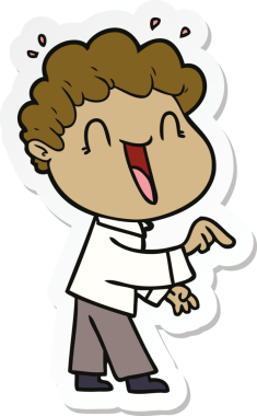 Bir insan tarafından çizilmiş mutlu bir adamın çıkartması.