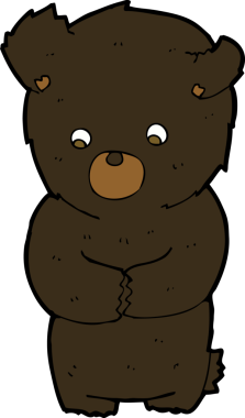 Bir insan tarafından çizilmiş sevimli çizgi film kara ayısı.