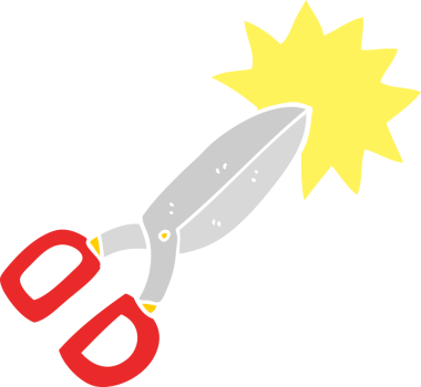 Bir insan tarafından çizilmiş makasın düz renk çizimi