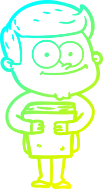 Bir insan tarafından çizilmiş mutlu bir adamın soğuk çizgi çizimi.