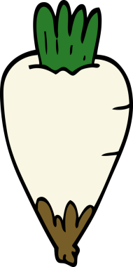 Bir insan tarafından çizilmiş karalama kökü sebzesi.