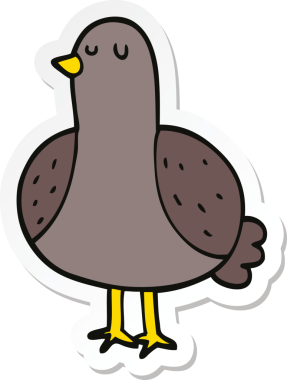 Bir insan tarafından çizilmiş çizgi film kuşunun çıkartması.